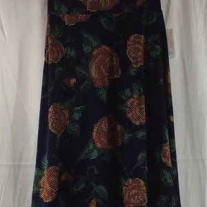 LuLaroe Azure Skirt Blue Small W/ Floral Design